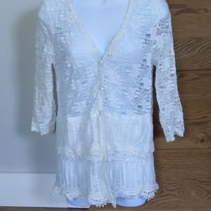 Lightweight Cream Lace Cardigan